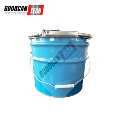 Buy OEM 10L Painted Tin Pails With Lock Hoop 0.35mm Body Thickness Inner Gold Lacquer online manufacture