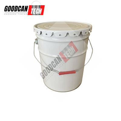 Buy White Conical Pail 18liter Chemical Paint Tin Cans OEM Printing With Flower Lug Cover online manufacture