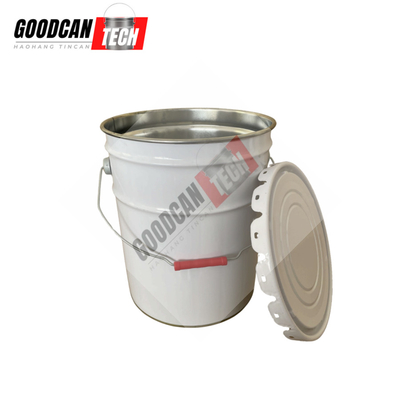 Buy UN White Conical Tin Pails 5gallon 0.35mm Body Thickness With Flower Lug Cover online manufacture